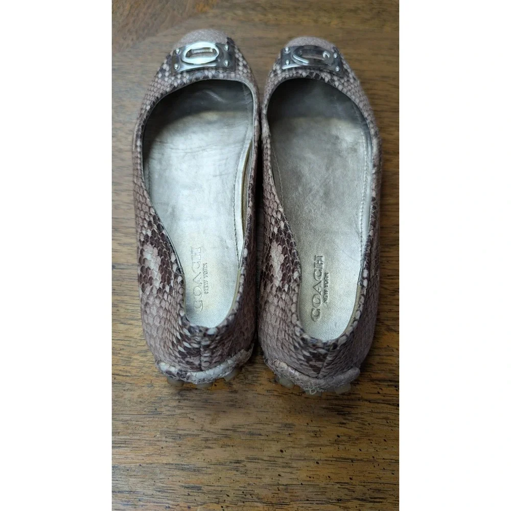 Coach Snake Print‎ Leather Vernon Ballet Flats Women's Size 5B Multicolor